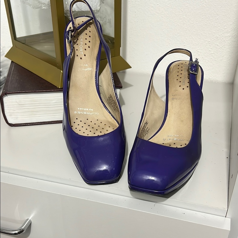 Rockport Purple Slingback Heels with Square Toe